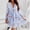 Blue, variant on TIHLMK Women Dresses Summer Women's Fashion Bohemian V-neck Loose Long Sleeve Ruffles Print Mini Dress
