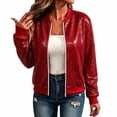 thumbnail image 3 of Sequin Bomber Jackets for Women Full Zip-up Long Sleeve Relaxed Fit Fall Sparkly Stylish Casual Outerwear S-XXL, 3 of 5