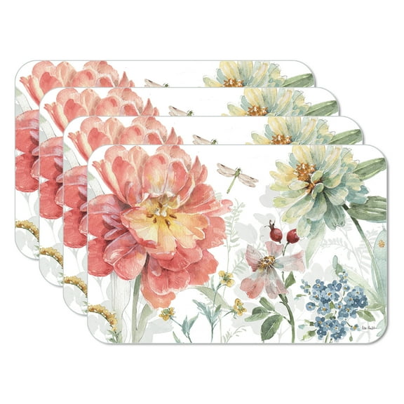 CounterArt "Spring Meadows" 4-Pack Reversible Flexible Plastic Tabletop Placemats
