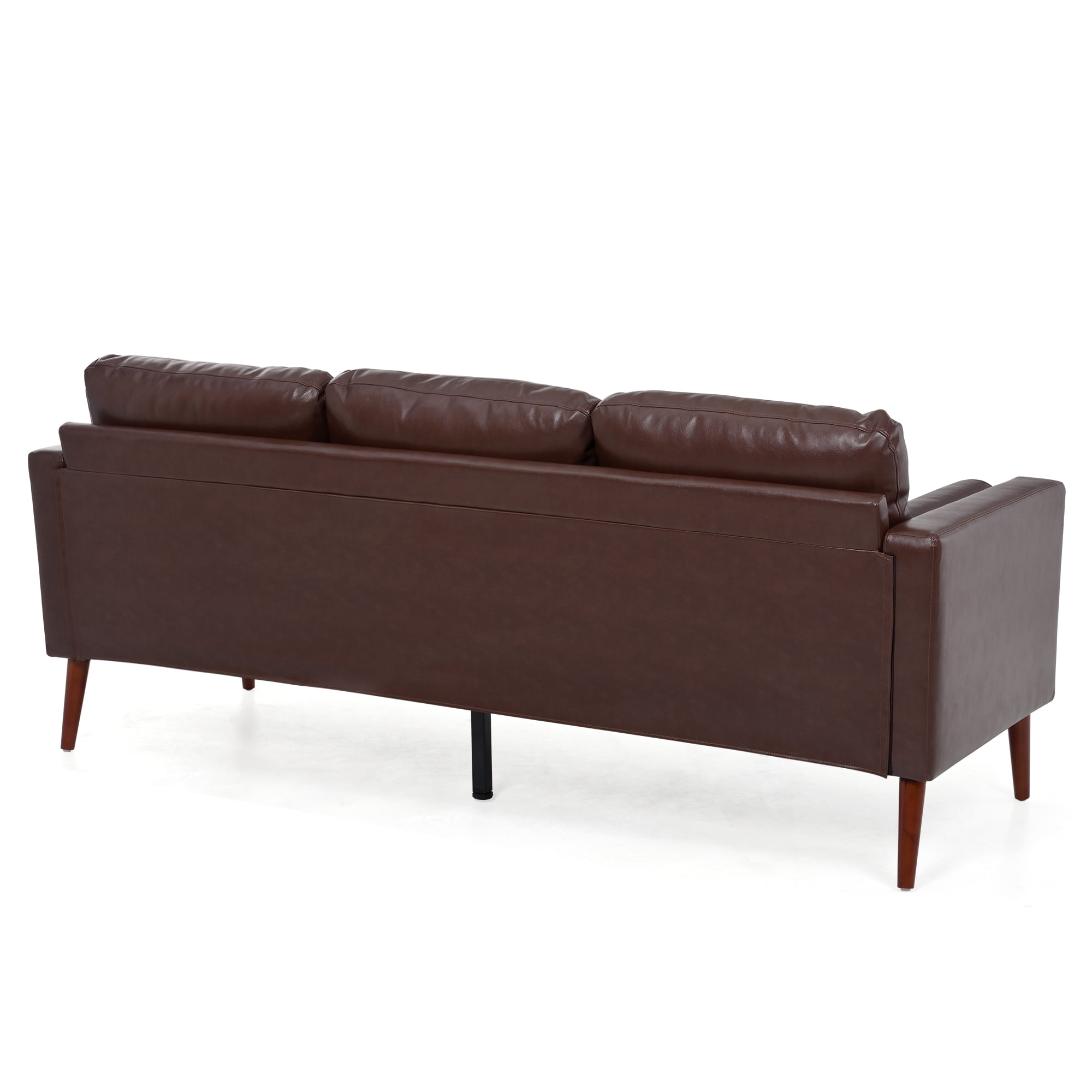 Kadyn 77" Sofa Couch, 3 Seat Comfy Couches for Living Room, Upholstered PU Sofa with Iron Wood Structure, Brown