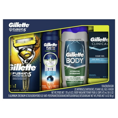Gillette Fusion5 Proshield Razor, Body Wash, Deodorant Gift Set
