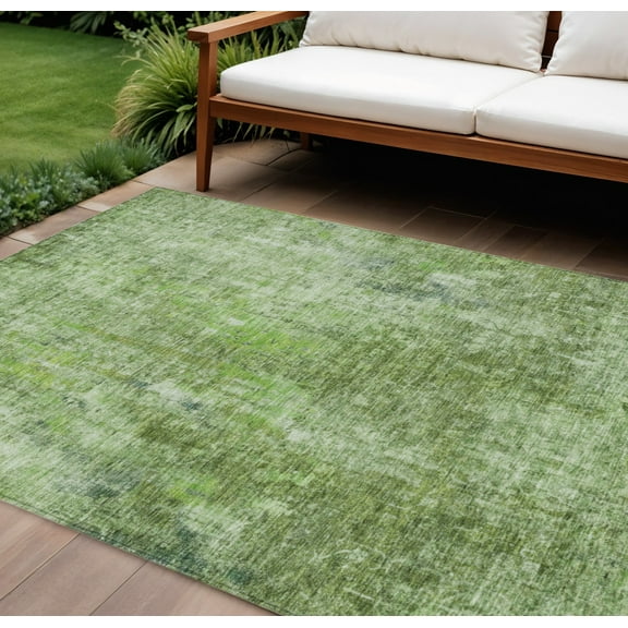 10' X 14' Olive Green And Artichoke Green Abstract Washable Indoor Outdoor Area Rug