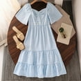 thumbnail image 2 of Tween Girls Dresses Striped Swing Long Sleeve Party Kids Age 7 12 Elastic Waist Playwear Photoshoot Picnic Dress, 2 of 9