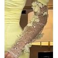 thumbnail image 1 of Generic Popular Elegant Three-Dimensional Flower Dress off-Shoulder Pleated Embroidered Mesh Dress with Oversleeves, 1 of 1