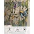 thumbnail image 6 of Sheer Curtains 108 Inches Long 2 Panels Set for Living Room, Vintage Daisy Floral Semi Sheer Curtains for Windows, Spring Flowers Botanical Striped Beige Voile Window Treatments Rod Pocket Curtain, 6 of 7