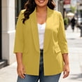 thumbnail image 6 of Plus Size Blazer For Women, 3/4 Sleeve Lapel Jacket With Padded Shoulders & Pockets, Lined Casual Office Suit Jacket, Professional Work Wear Yellow XL, 6 of 8