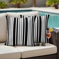 thumbnail image 4 of Black Grey Stripe Outdoor Waterproof Pillow Covers, Farmhouse Minimalist Striped Decorative Square Throw Pillowcase Sofa Cushion Sham for Patio/Couch/Chair, 26"x26" 2 Pack, 4 of 8
