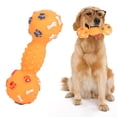 thumbnail image 3 of Apretar juguetes con forma de mancuerna punteada para perro mascota de hueso sintético chirriante, 3 of 3
