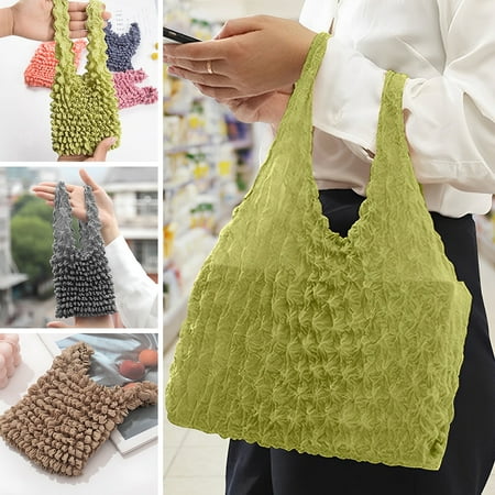 

JTWEEN Magic Stretch Bag Pleated Bag Large Capacity Reusable Shopping Shrink Storage Bag Multi-Purpose Foldable Handheld Pleated Bag for Women