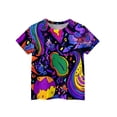 thumbnail image 3 of Abcomgle Girls Summer Tshirts 4-16 Summer Short Sleeve Toddler T-Shirt Colorful Graffiti Print Tshirt Fashion Crewneck Cotton Tee Tops Girls,Royal Blue,5-6Years, 3 of 5