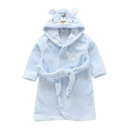 

Unisex Kids Plush Soft Flannel Hooded Bathrobe