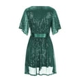 thumbnail image 6 of Sevevn Women's Sequin Loose Fitting Dress With Split Sleeves Casual Loose Mini Short Dress Short Sleeved Round Neck Dress, 6 of 8