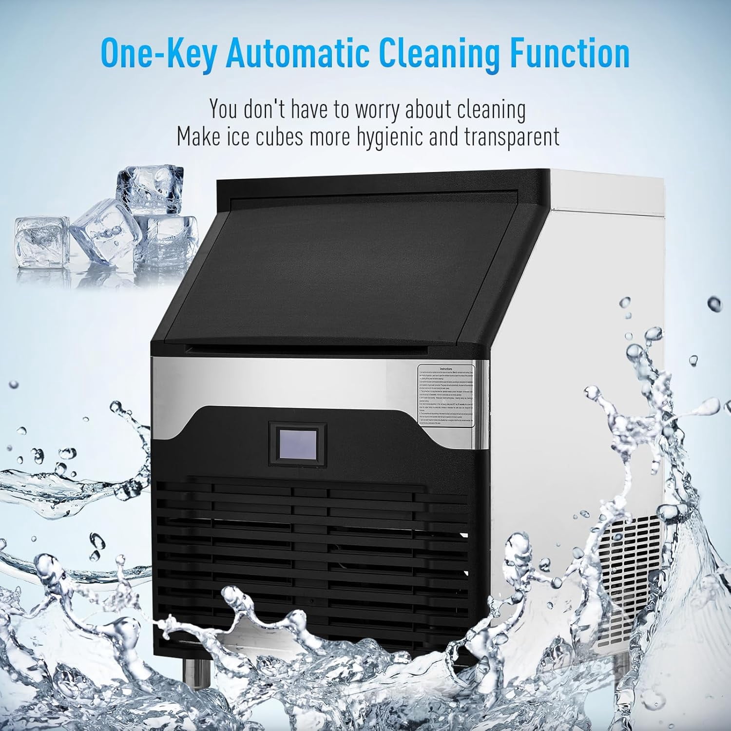 IdealHouse Commercial Ice Maker Machine 160LBS/24H, Freestanding Stainless Steel Ice Maker with 100 Lbs Capacity, Industrial Ice Machine, Ice Ready in 5-15 min, Under Counter Ice Maker