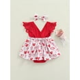 thumbnail image 4 of Kiapeise 2PCS Baby Girls Heart Pattern Sleeveless Romper Dress and Headdress, 4 of 8