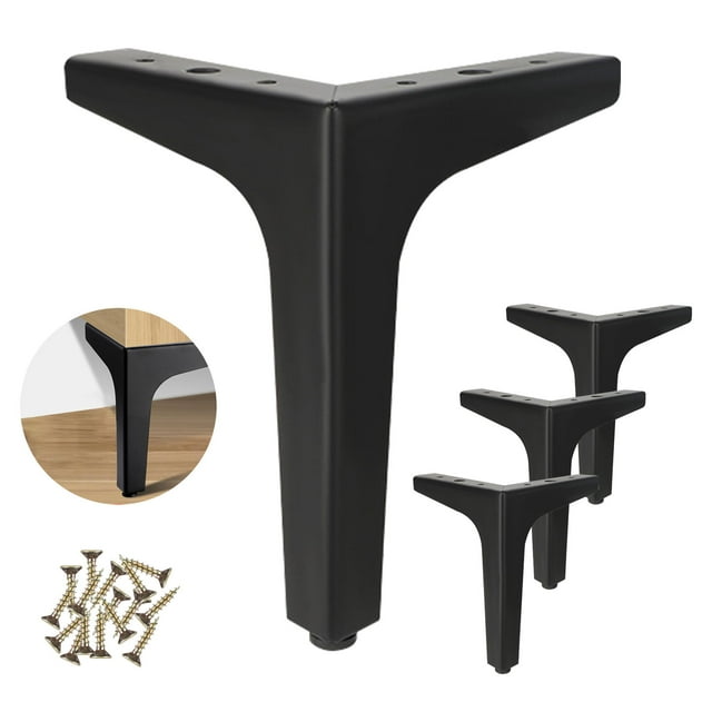 Furniture Legs Set of 4 ,5inch Black Modern Triangle Chair feet for