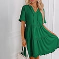 thumbnail image 2 of Plus Size Maxi Dresses for Womens 2026 Summer Fashion Solid Color Sleeve Maxi Skirt Short-Sleeved Round Neck Short Dress With Thigh Length Hem, 2 of 5