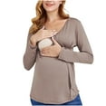 thumbnail image 3 of Erwazi Womens Plus Size Maternity Tops V Neck Pullover for Breastfeeding Casual Solid Color Nursing Shirt Pregnancy Clothes, 3 of 5