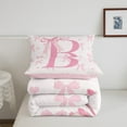 thumbnail image 4 of Pink Bow Comforter Set Full Size,Princess Style Bowknot Love Hearts Girly Fairy Bedding Set Young,Initial Letter B Chic Romantic Down Comforter,Kawaii Pink,3 Pcs 2 Pillowcases, 4 of 6