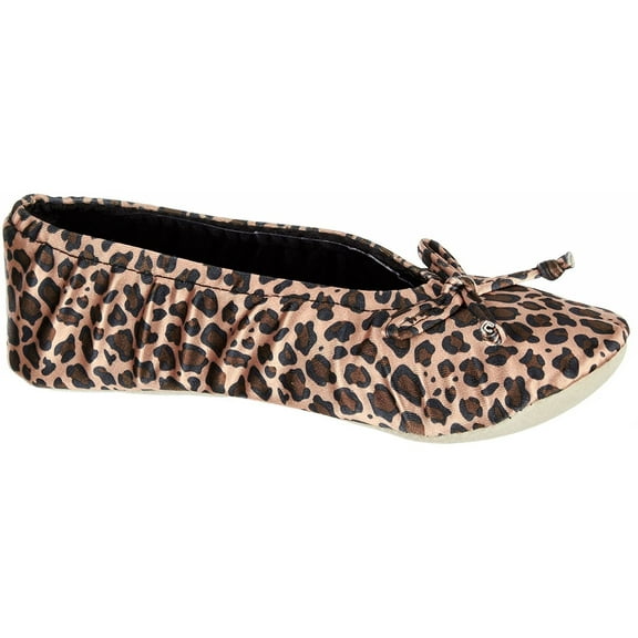 isotoner Satin Women's Ballerina Slippers Color: Cheetah Size: SMALL