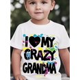 thumbnail image 1 of I Love My Crazy Grandma" Fashion Trendy Letter Print T-shirt, Casual Sports Youngsters' Short Sleeve Clothing TEE TOP, 1 of 6