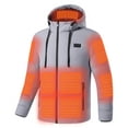 thumbnail image 2 of LpwkSSA Men's Winter Heated Puffer Coat Color Matching Zipper Double Control 15 Areas Heat Heating USB Charging Long Sleeve Outwear Thermal Coat Gray XXXXL, 2 of 6
