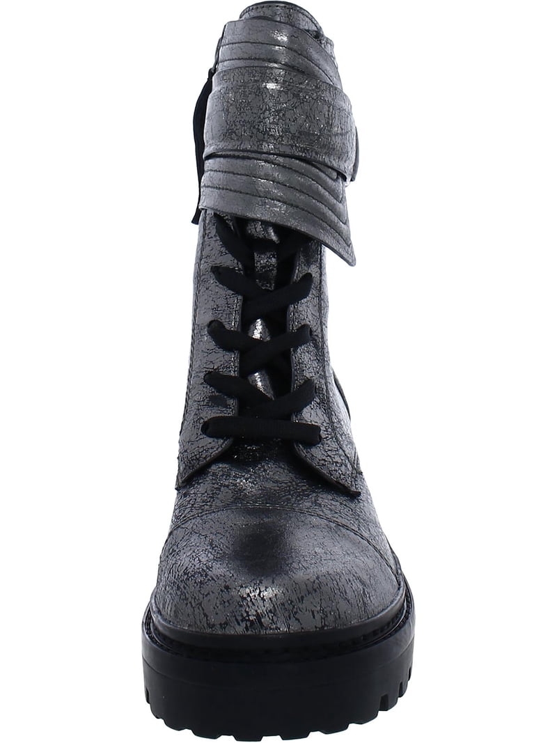 DKNY Womens Black Metallic Malaya Almond Toe Block Heel Lace  DKNY Metallic & Black Leather Combat Boots main image 2
