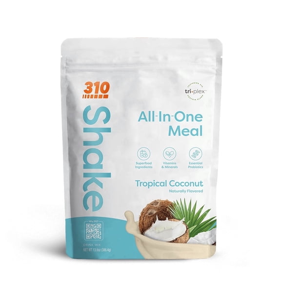 310 Nutrition All-In-One Meal Replacement Shake Tropical Coconut Flavor Plant-Based Protein Powder 14 Servings