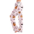 thumbnail image 3 of Womens Halloween Lounge Pants Loose Fit Sleep Pajama Bottoms Full Length Straight Leg Easy Wear Design Elastic Waist No Drawstring Comfy Home Bottoms Pink L, 3 of 6