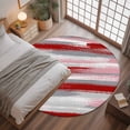 thumbnail image 2 of 3ft Round Rug, Red Pink Gray Stripes Non-Skid Rubber Backing Large Area Rugs - Living Room Bedroom Home Office, Modern Abstract Minimalist Retro Indoor Floor Mat Carpets Washable Rug, 2 of 9