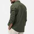 thumbnail image 5 of Mens Jean Jacket Shirt Long Sleeve Lapel Solid Color Pocket Large Size Shirt Bussiness Coat Men,Green,M, 5 of 5