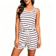 thumbnail image 5 of BUIGTTKLOP Women's Striped Sleeveless Pajama Set Drawstring Shorts 2 Piece Loungewear Sleepwear Homewear, 5 of 6