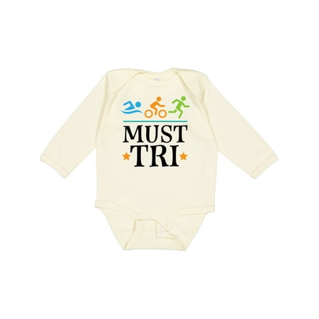 

Inktastic Triathlon Sports Gift Must Tri Boys or Girls Long Sleeve Baby Bodysuit