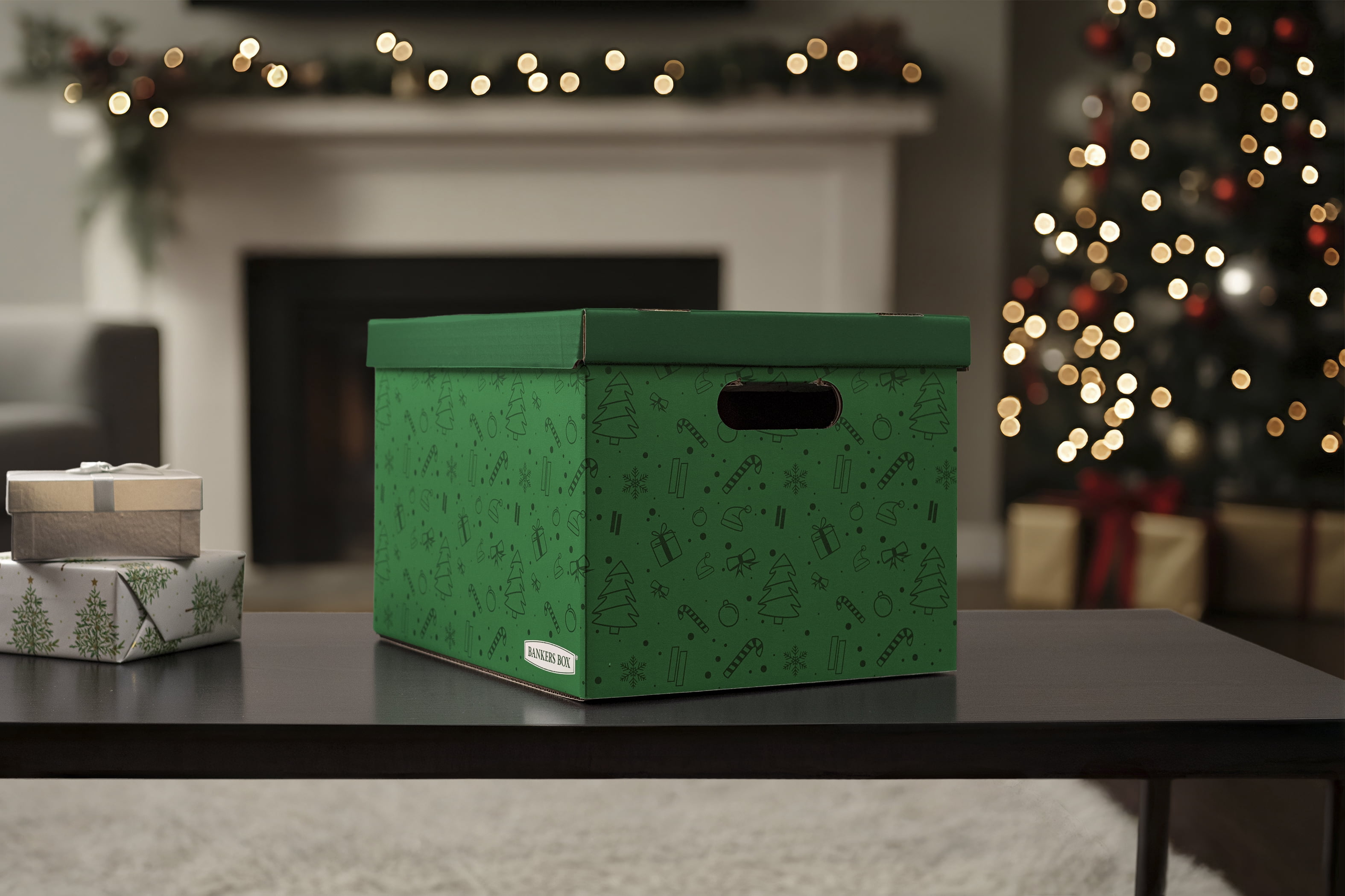 Bankers Box Holiday Corrugate Storage Box, 5-Pack, Green