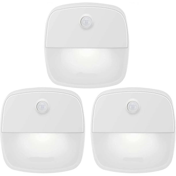 Indoor Motion Sensor Light, Battery Powered Motion Sensor Lamp, Automatic LED Night Light for Bedroom, Kitchen, Hallway, Stairs, Safe (White, Pack of