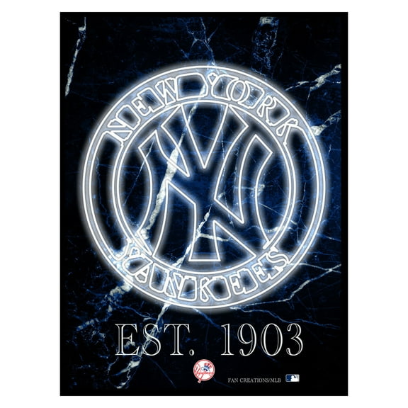 Black New York Yankees 12'' x 16'' Framed Circle Logo Print