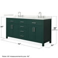 thumbnail image 4 of Beckett 72" Green Double Vanity & Giotto Quartz Top (3-Hole) & Nickel Trim, 4 of 5