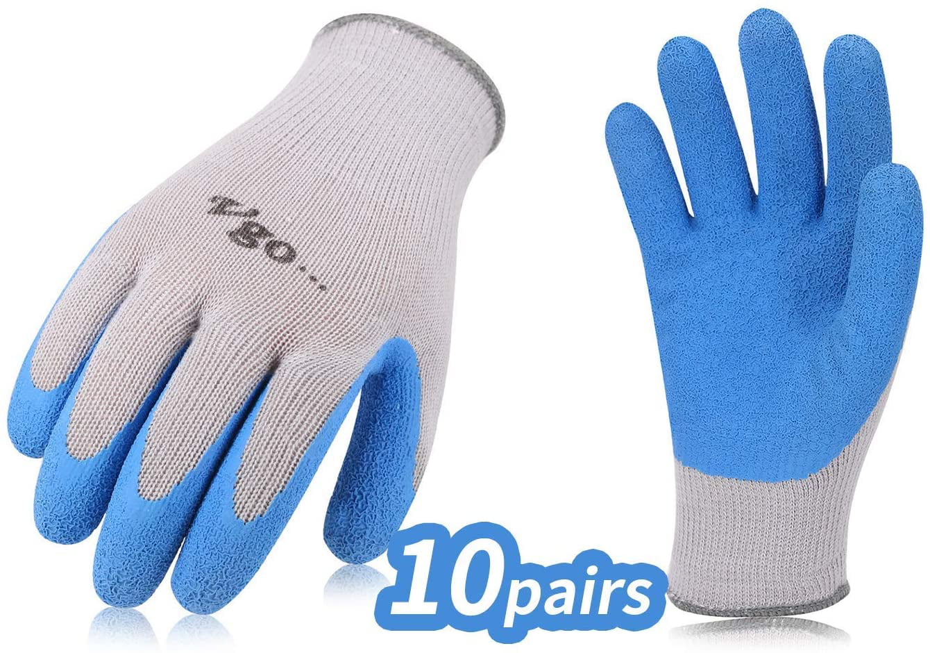 10 Pairs L Rubber Safety Gripper Gloves Mens Gardening Work Grip Builders Gloves 