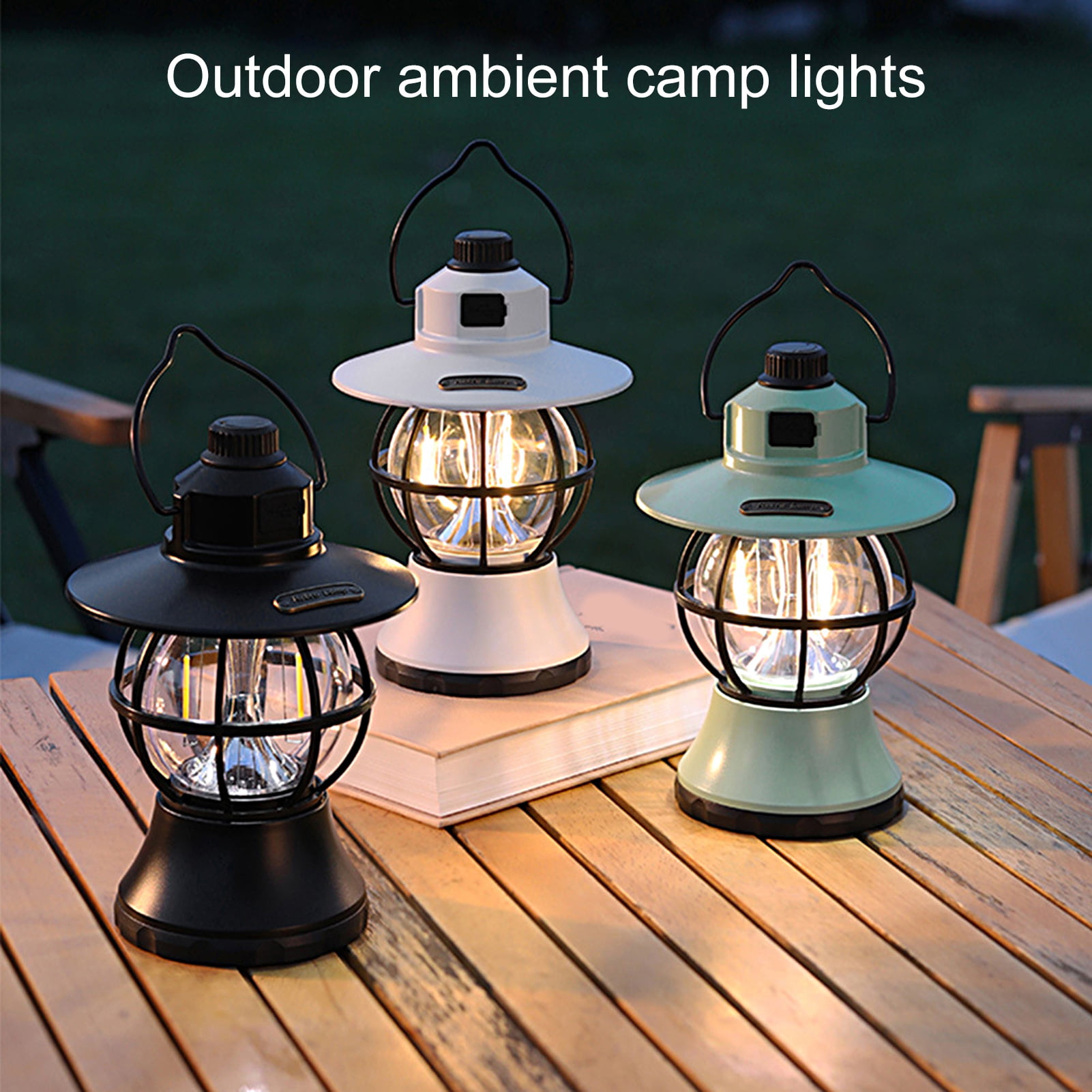 X19 camping light, rechargeable retro metal camping light, battery operated  hanging candle light, portable waterproof outdoor tent light bulb, suitable  for power outages, emergency lighting, outdoor camping White - KENTFAITH