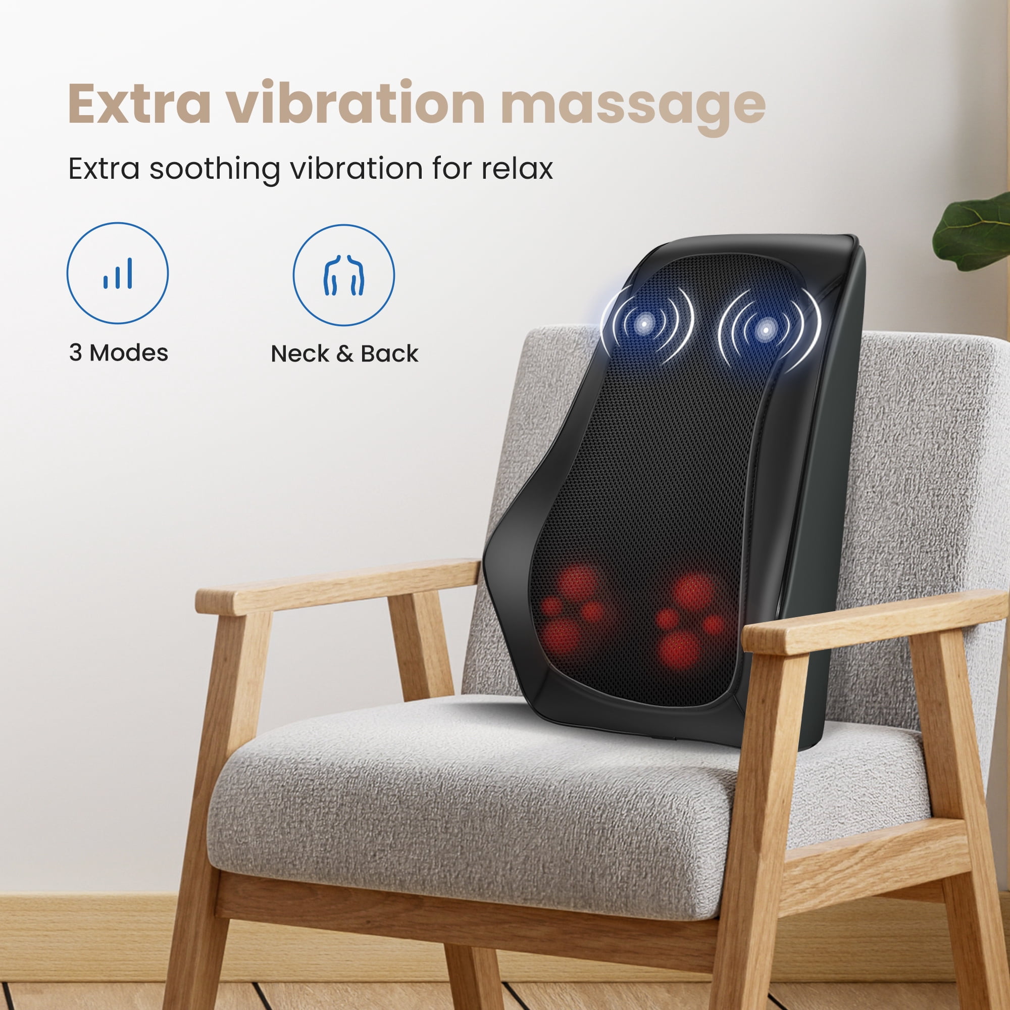 Comfier Shiatsu Neck Shoulder & Back Massager with Heat, 8 Kneading Nodes, Portable Massage Pillow
