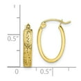 thumbnail image 3 of 10K Yellow Gold Earring Hoop Women'S 19 mm 13 Brushed Diamond-Cut Oval Earrings, 3 of 3