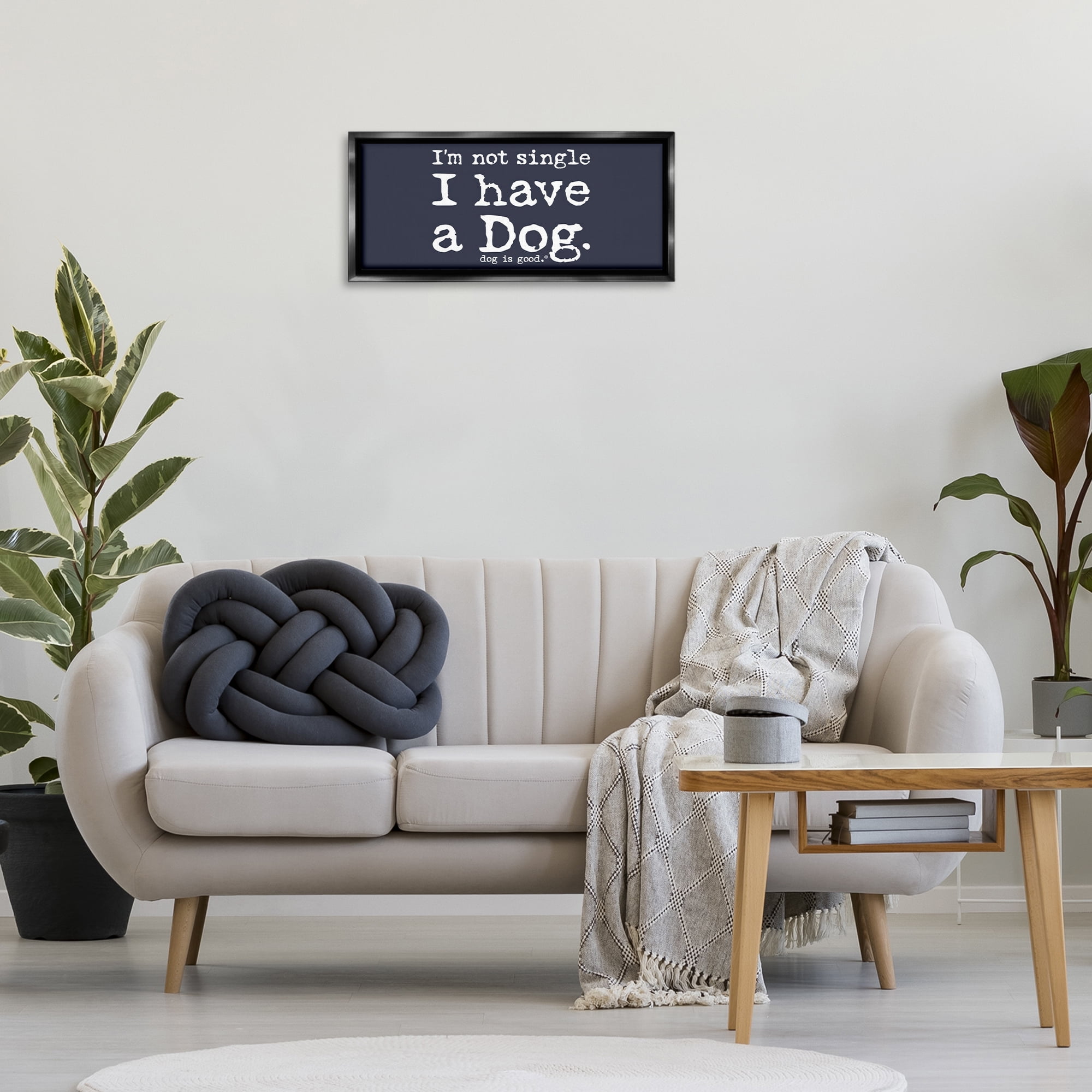 Stupell Industries Not Single Have a Dog Animals Painting Black Floater Framed Canvas Art Print Wall Art, 25 x 11