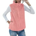 thumbnail image 4 of Tiqkatyck Womens Vest on Sale, Women's Fashion Solid Color Casual Sleeveless Winter Vest with Pocket Zipper Coat Fleece Vest Women Winter Vest for Women Pink XXL, 4 of 8