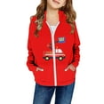 thumbnail image 2 of Ulitacool Girl'S Coats Long Sleeve Girls Winter Hooded Jacket With Fire Truck Print Zip Up Coats For Kids Outerwear School Outdoor Play Cute Wear Red 5-6 Years, 2 of 4