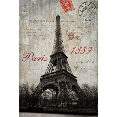 MOHome Polyster 5x7ft Vintage Postcard Background Paris Eiffel Tower Photography Backdrop Lovers Girl Woman Man Boy Adult Portrait Nostalgia Valentine's Day Photoshoot Studio Props Video