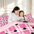 thumbnail image 4 of Manfei Modern Checkered Twin Comforter Sets,Minimalist Polka Dot Bedding Set,Pink White,Pink Reversible,2pcs,1 Comforter and 1 Pillowcase,2pcs,1 Comforter and 1 Pillowcase, 4 of 7