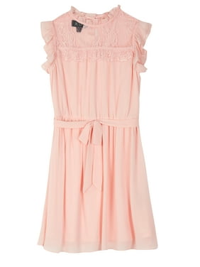 Ruffled Lace Mock Neck Dress (Big Girls)