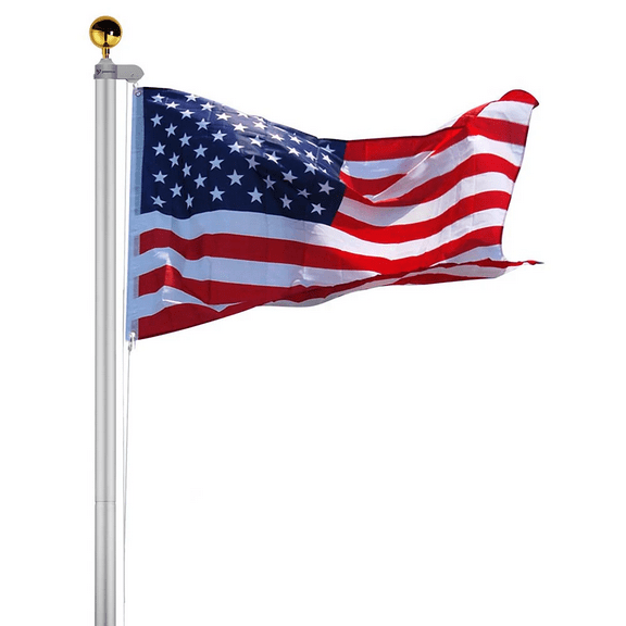 Aluminum Sectional Flagpole Kit with US Flag 20', Aluminum