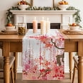 thumbnail image 2 of Table Runner 60 Inches Long for Kitchen Dining, Red Orange Cherry Blossoms Dresser Scarf Farmhouse, Dining Table Decorations for Wedding/Parties, Spring Weeping Leaves Watercolor 13 x 60 In, 2 of 8