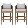 thumbnail image 3 of Christopher Knight Home Coastal Outdoor Woven Rope Barstools, Solid Wood Frames, Set of 2, Sand Cushions, 3 of 11