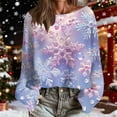 thumbnail image 3 of RXMEKW Chandail de Noël pour Femmes, chandail en Tricot Imprimé à Manches Longues et Col Rond, Haut Décontracté pour Fêtes et Rassemblements, 3 of 7